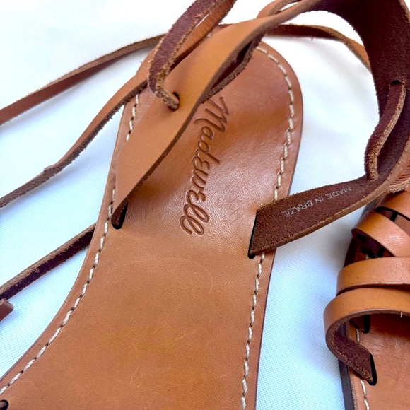 Madewell The Boardwalk Lace-Up Strappy Sandals, Cognac, Brown, Tan, Size 7 - Picture 5 of 14